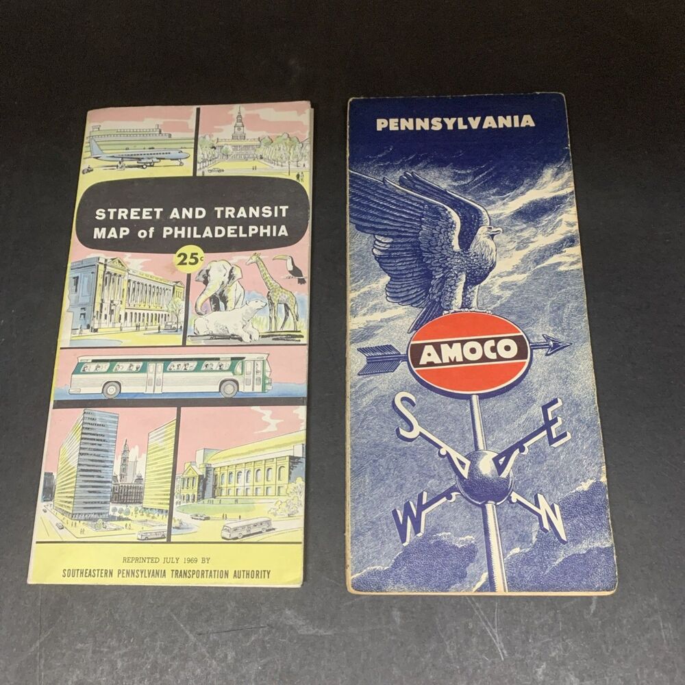 Lot Of 2 Pennsylvania roadmaps Philadelphia